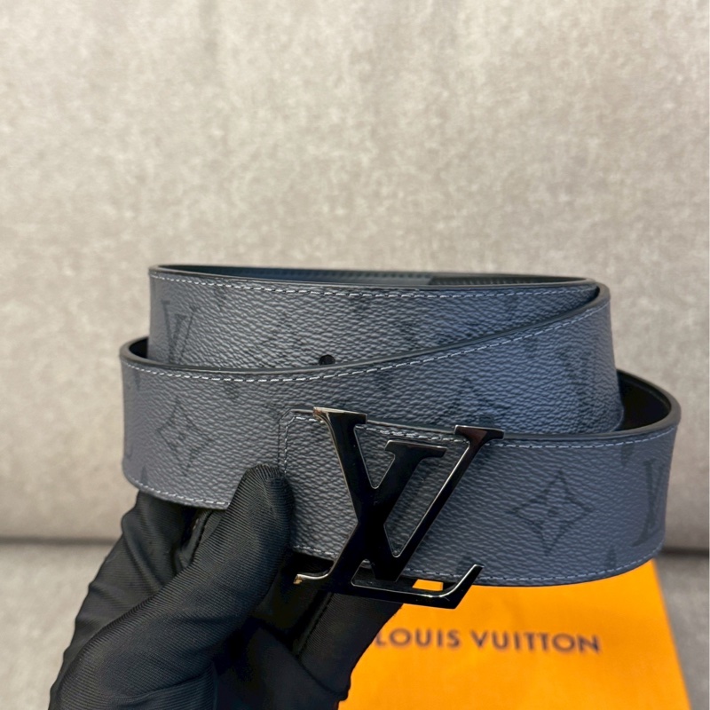 LV灰色老花皮帶-4