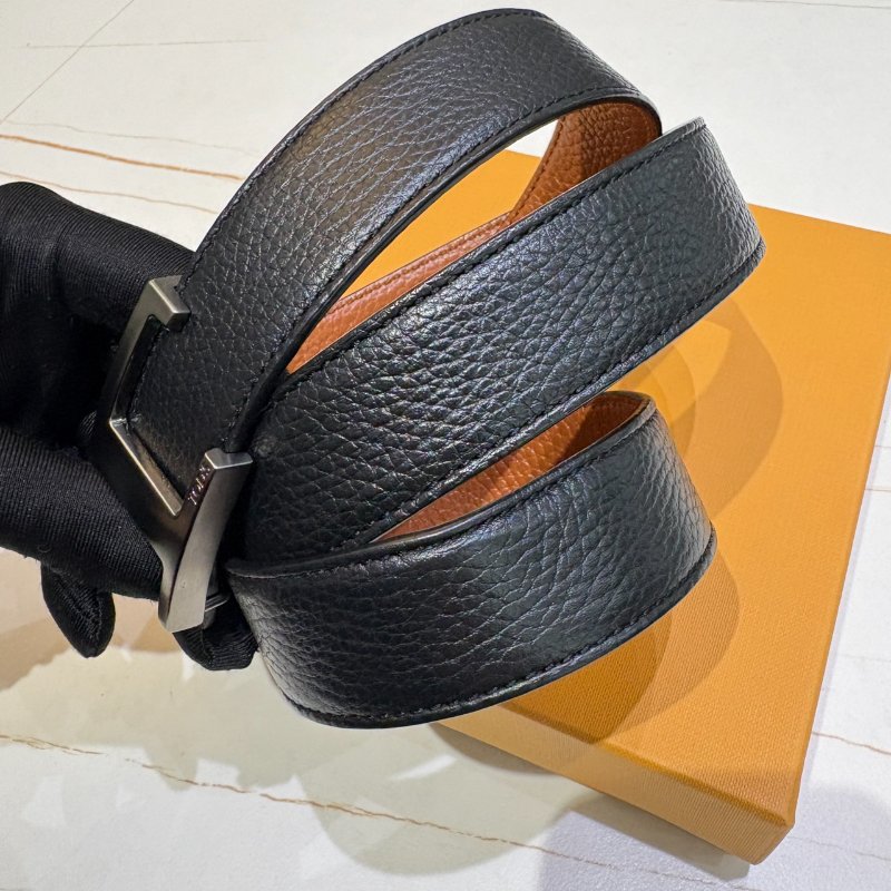 *SHIHNA名牌精品* TOD'S Timeless 仿舊T釦牛皮腰帶(棕色x黑色) 90CM-5