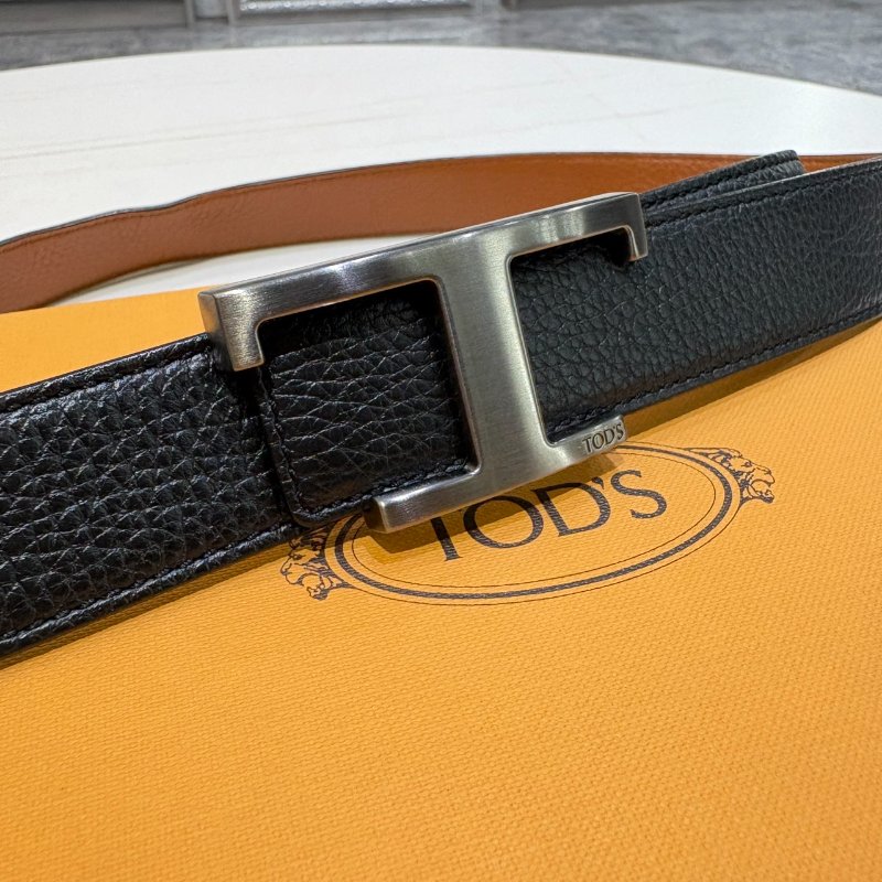 *SHIHNA名牌精品* TOD'S Timeless 仿舊T釦牛皮腰帶(棕色x黑色) 90CM-6