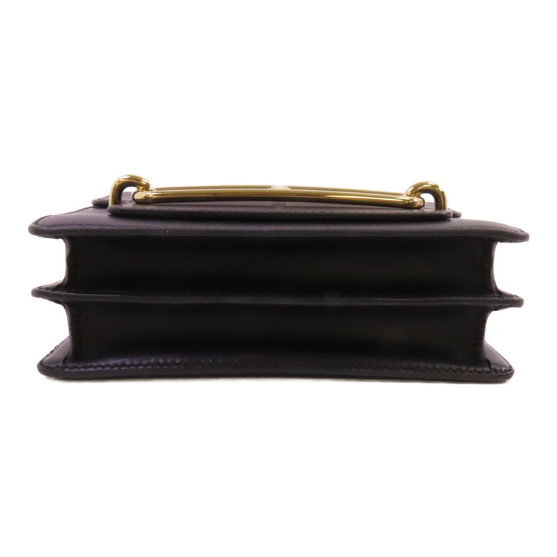HERMES Allegro皮革Roulis Mini金扣肩背袋Noir-4