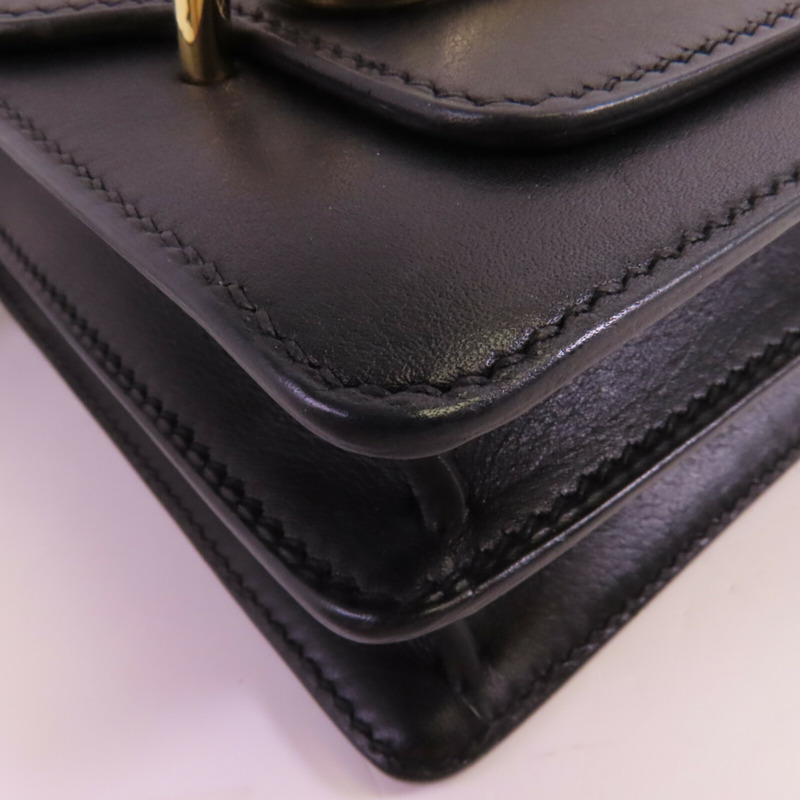 HERMES Allegro皮革Roulis Mini金扣肩背袋Noir-6