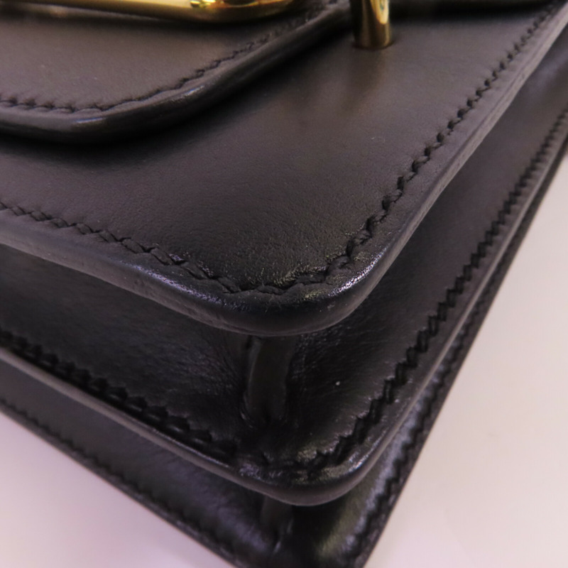 HERMES Allegro皮革Roulis Mini金扣肩背袋Noir-7