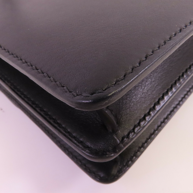 HERMES Allegro皮革Roulis Mini金扣肩背袋Noir-8