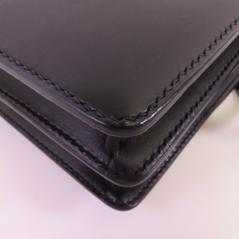 HERMES Allegro皮革Roulis Mini金扣肩背袋Noir-9