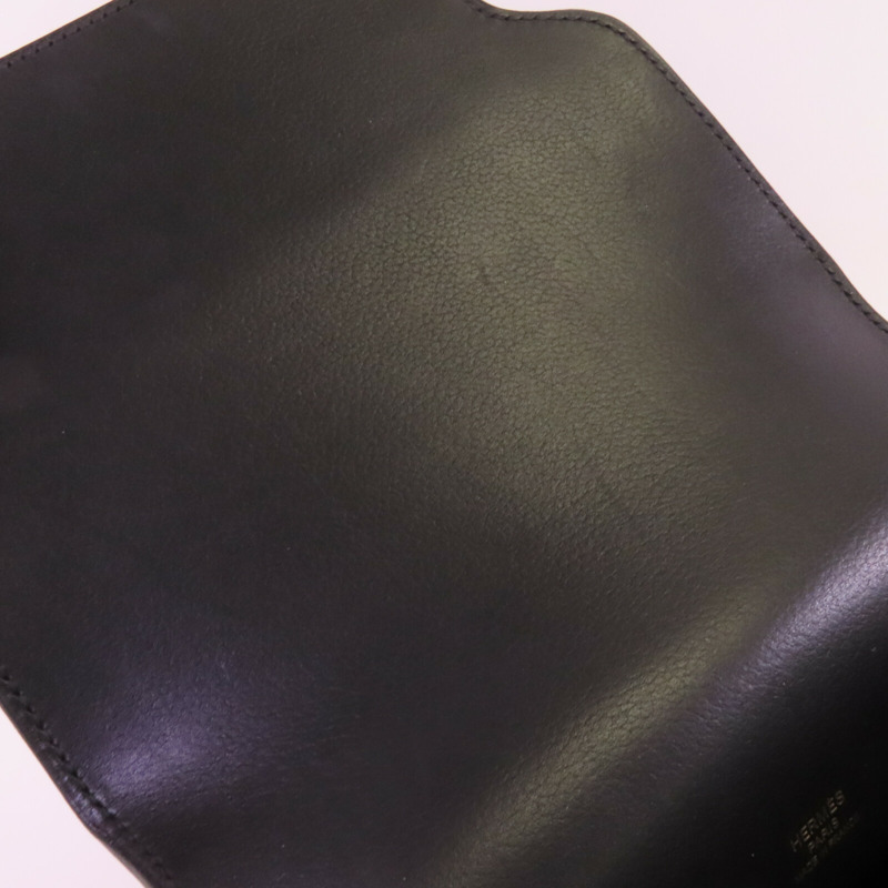 HERMES Allegro皮革Roulis Mini金扣肩背袋Noir-11