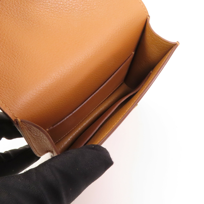 HERMES Evercolor皮革Constance Slim Bicolor金扣錢包Gold-4