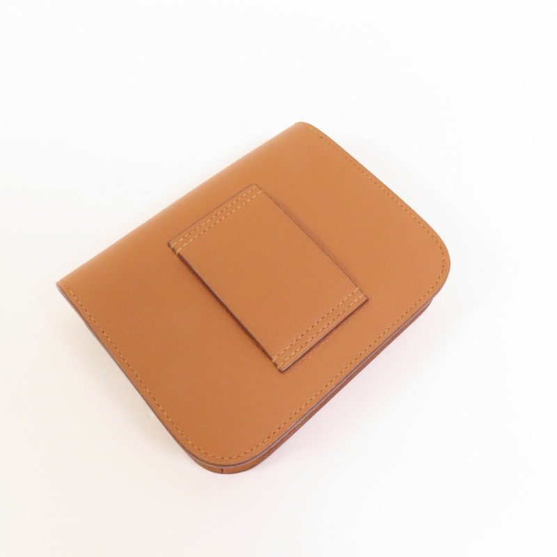 HERMES Evercolor皮革Constance Slim Bicolor金扣錢包Gold-6