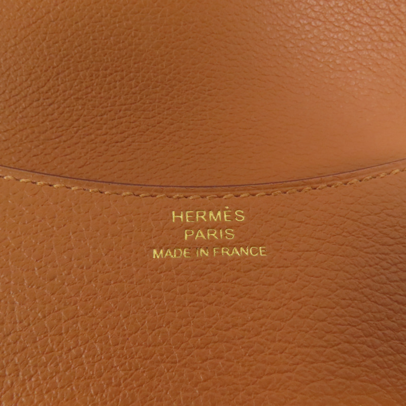 HERMES Evercolor皮革Constance Slim Bicolor金扣錢包Gold-8