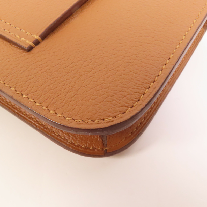 HERMES Evercolor皮革Constance Slim Bicolor金扣錢包Gold-14
