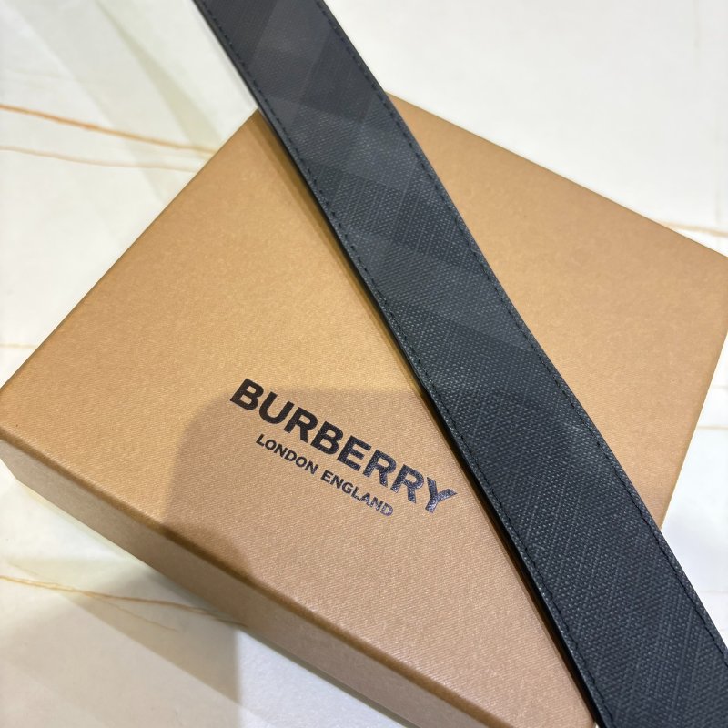 *SHIHNA名牌精品* BURBERRY 金屬霧面 LOGO 斜紋皮革男皮帶(黑) 90cm-5