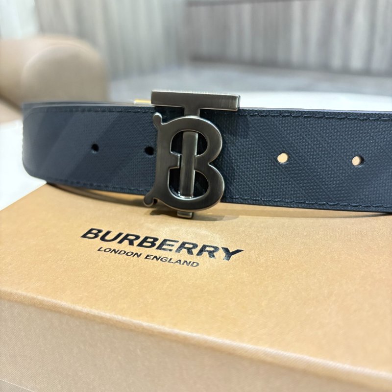 *SHIHNA名牌精品* BURBERRY 金屬霧面 LOGO 斜紋皮革男皮帶(黑) 90cm-6