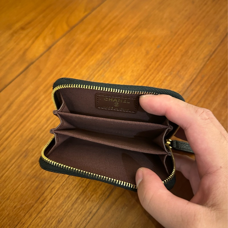 CHANEL 黑荔枝金雙Cㄇ拉零錢包-7
