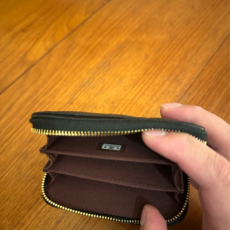 CHANEL 黑荔枝金雙Cㄇ拉零錢包-14