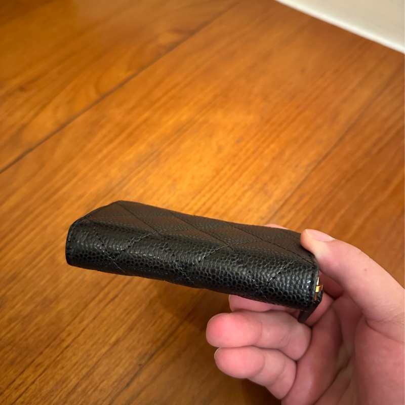 CHANEL 黑荔枝金雙Cㄇ拉零錢包-16