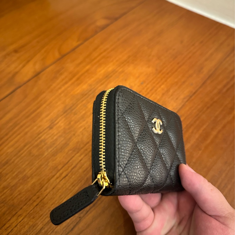 CHANEL 黑荔枝金雙Cㄇ拉零錢包-19