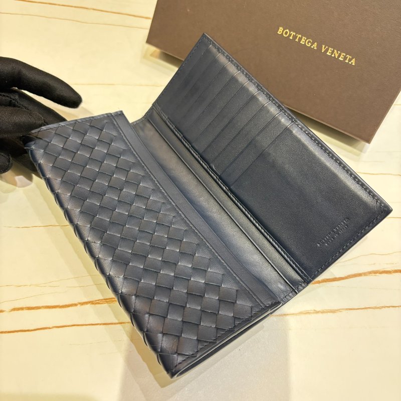 *SHIHNA名牌精品* BOTTEGA VENETA 羊皮對折長夾 深藍-2