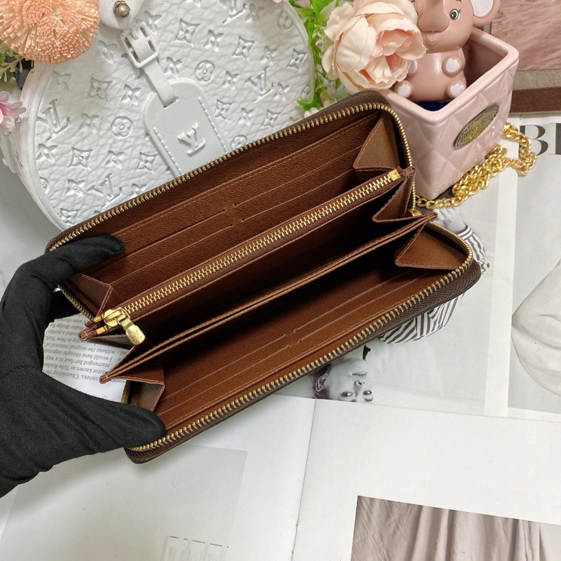 LV M42616經典老花拉鍊長夾 🏅-8