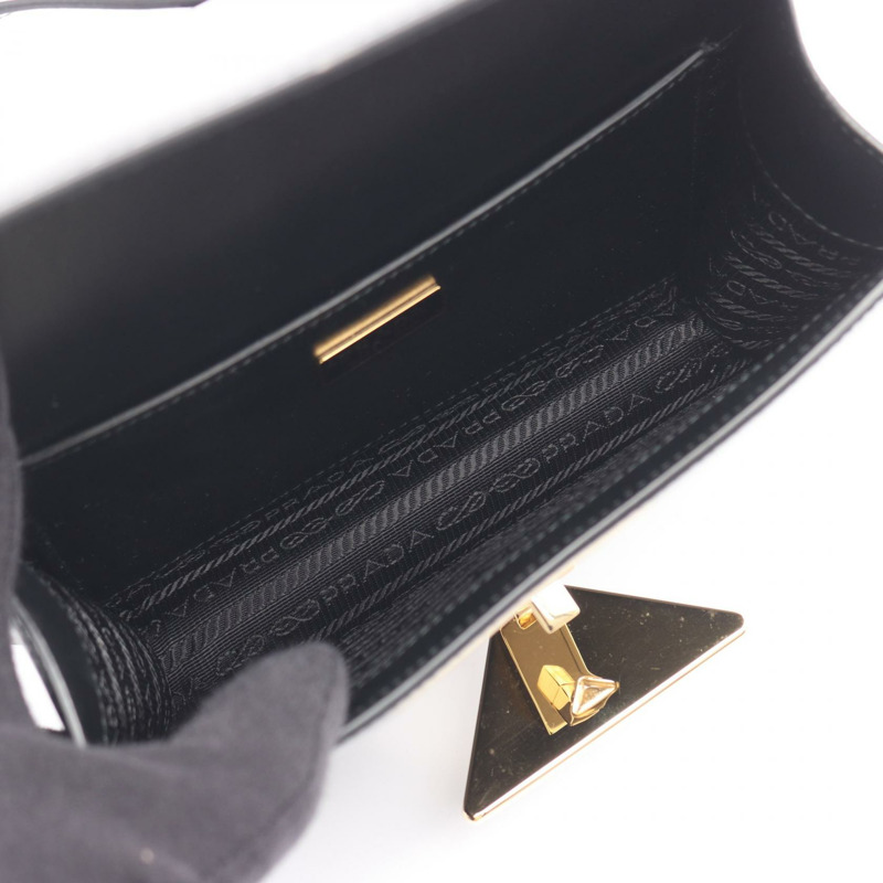 PRADA Emblem BOX CALF 斜背單肩包 1BD339MTO 黑色皮革二手女款-2