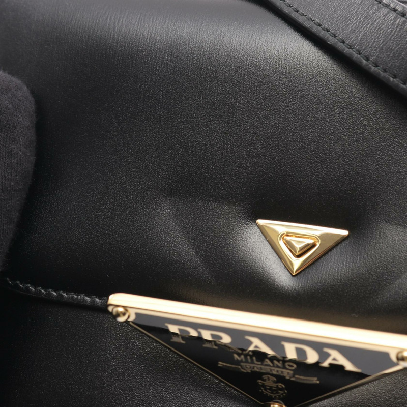 PRADA Emblem BOX CALF 斜背單肩包 1BD339MTO 黑色皮革二手女款-4