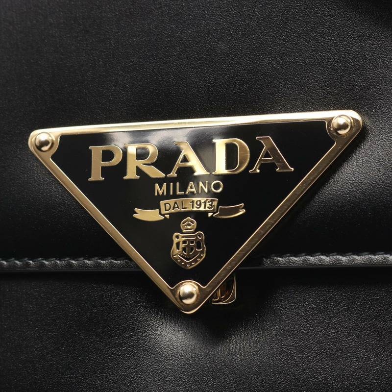 PRADA Emblem BOX CALF 斜背單肩包 1BD339MTO 黑色皮革二手女款-5