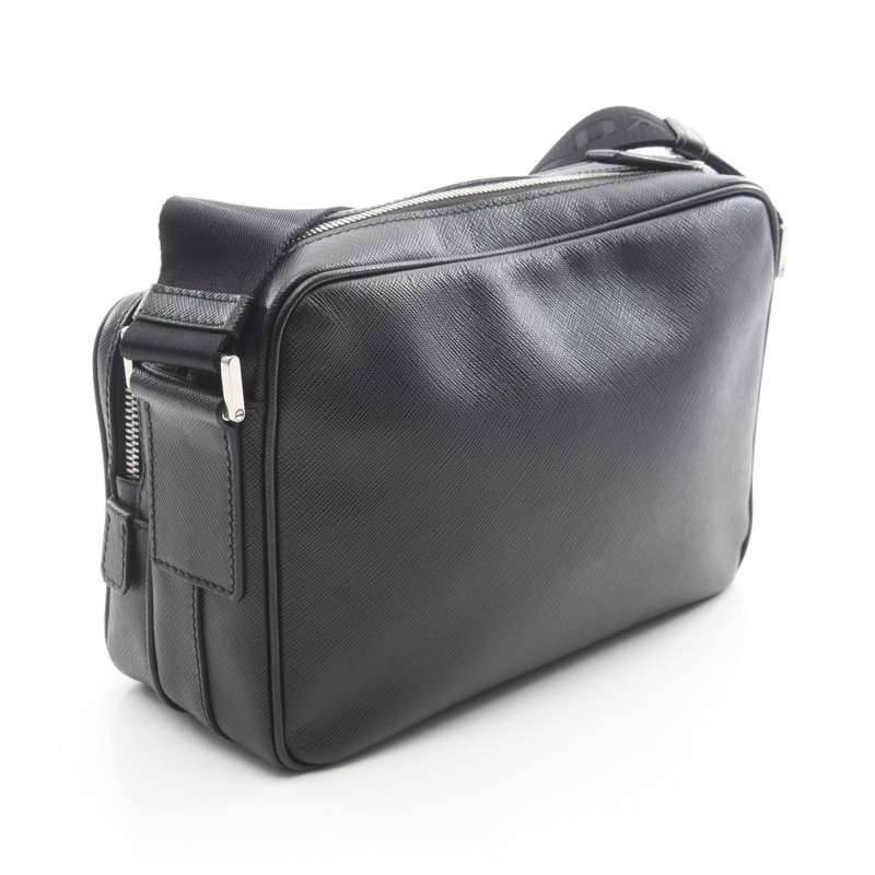 PRADA SAFFIANO TRAVEL 斜背單肩包,黑色真皮,二手男士款-1