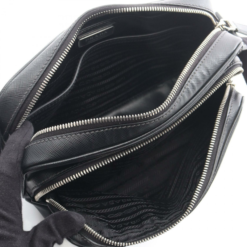 PRADA SAFFIANO TRAVEL 斜背單肩包,黑色真皮,二手男士款-2