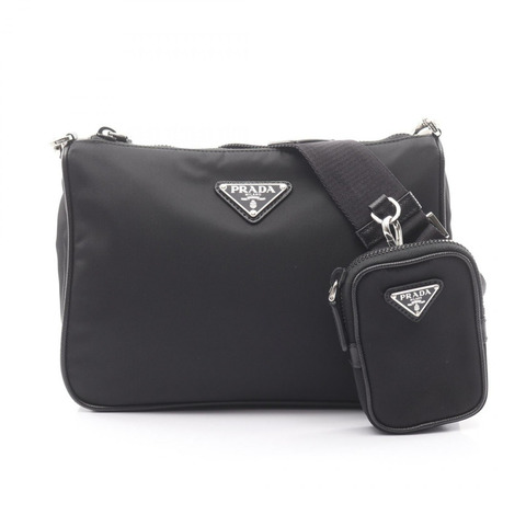 PRADA TESSUTO+SAFFIANO Re-nylon 肩包 2VH113 尼龍皮革 黑色 二手