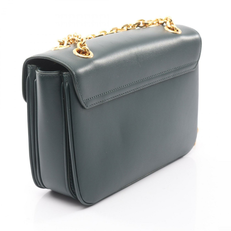 CELINE C See 中型鏈條單肩包，皮革材質，綠色，二手女款-1