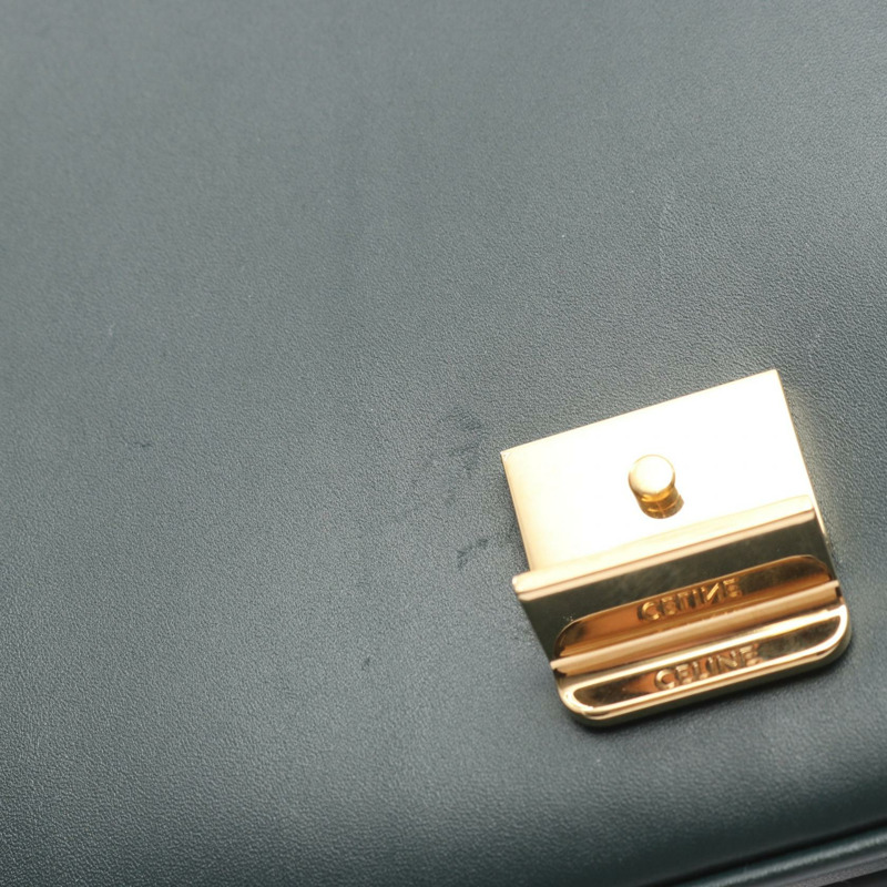 CELINE C See 中型鏈條單肩包，皮革材質，綠色，二手女款-5