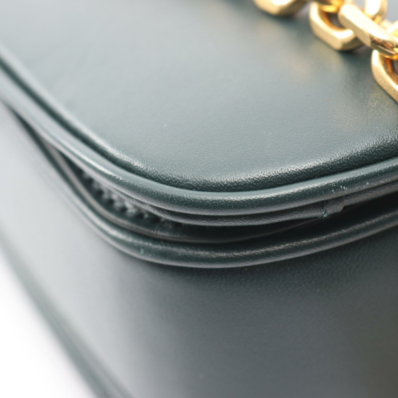 CELINE C See 中型鏈條單肩包，皮革材質，綠色，二手女款-8