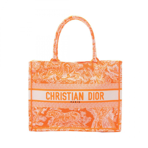 Christian Dior BOOK TOTE 中型手提包 帆布 橘色 二手 女士