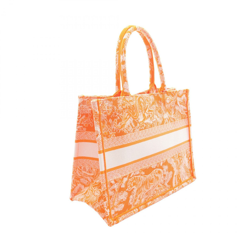 Christian Dior BOOK TOTE 中型手提包 帆布 橘色 二手 女士-1