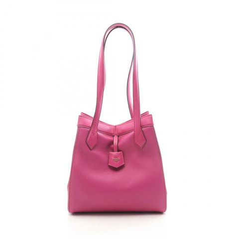 FENDI ORIGAMI 中型單肩托特包 8BH414 皮革 粉紅色 二手 女士