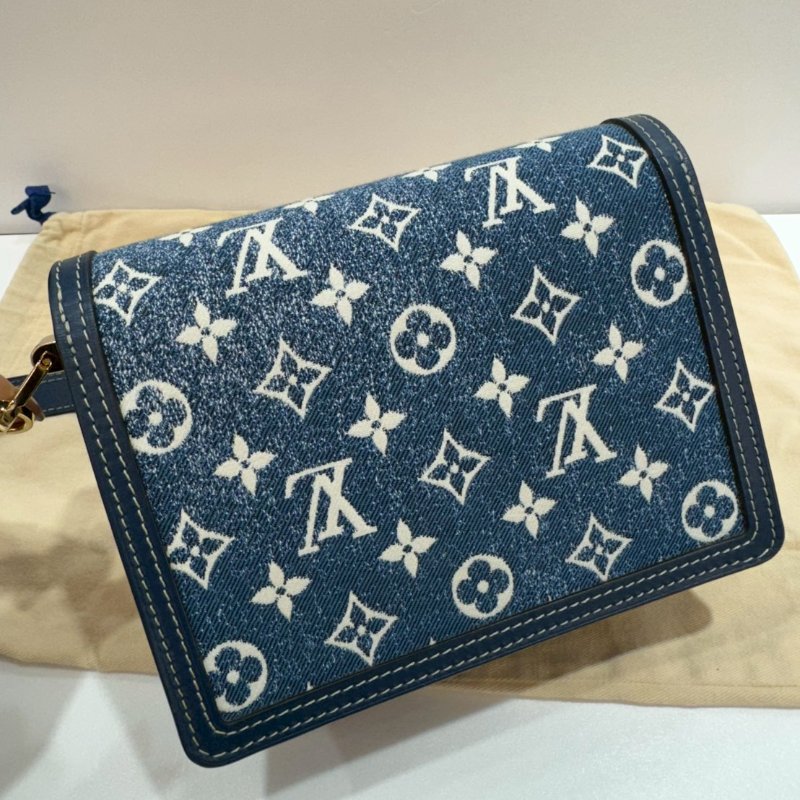 LV 斜背包/側背包 漸層牛仔布 DAUPHINE 達芙妮 MINI M59716 9成新-8