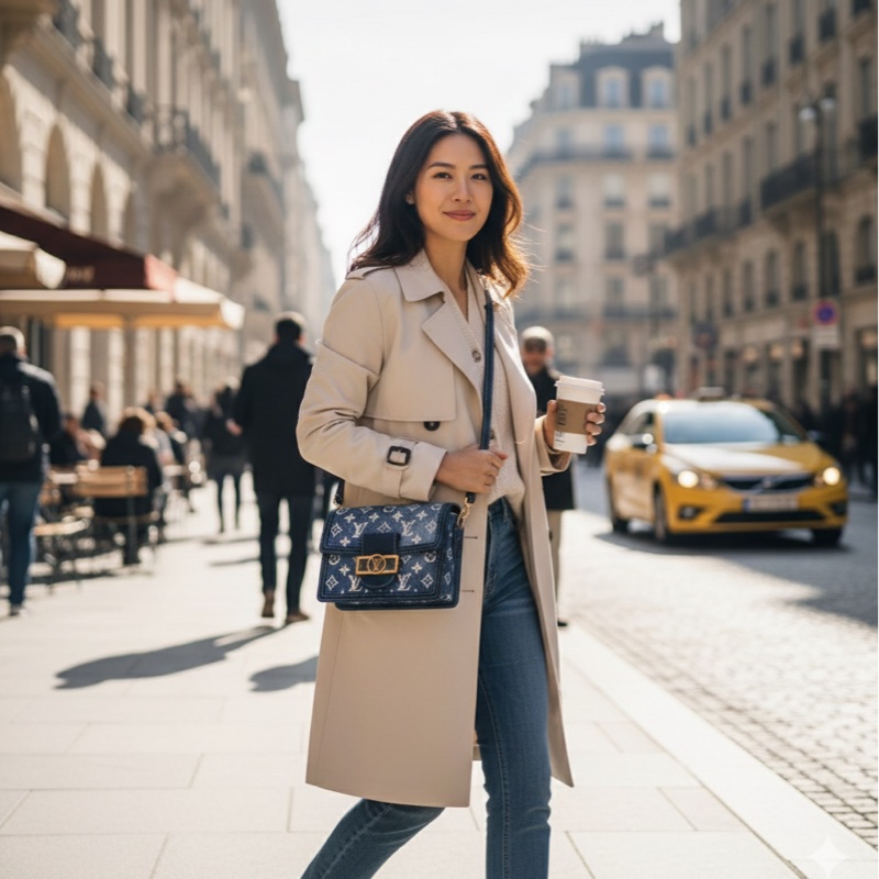 LV 斜背包/側背包 漸層牛仔布 DAUPHINE 達芙妮 MINI M59716 9成新-0