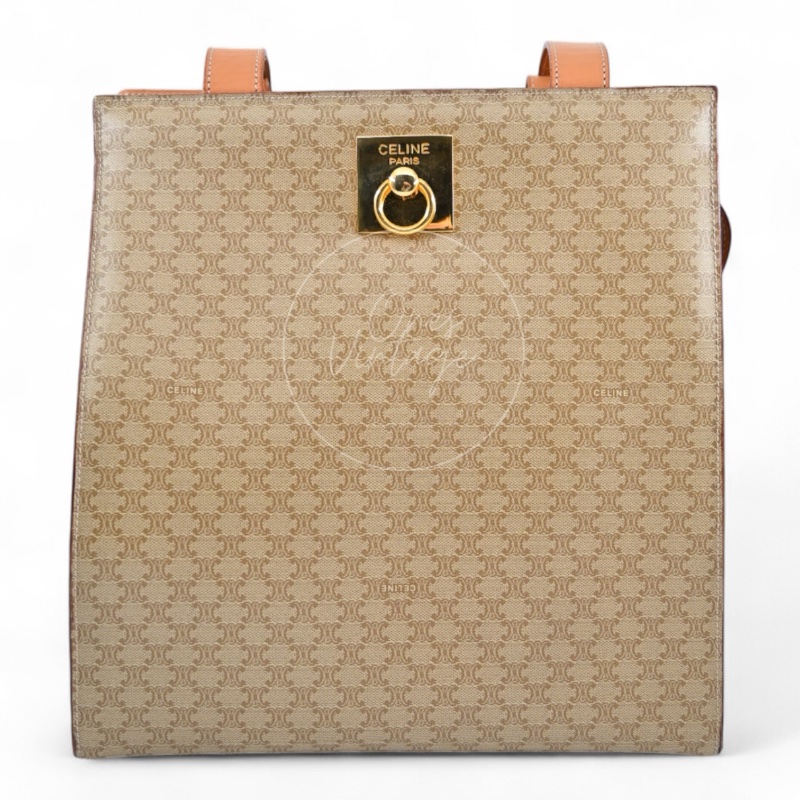 [Pre-owned] Celine Beige Monogram Tote Bag-5