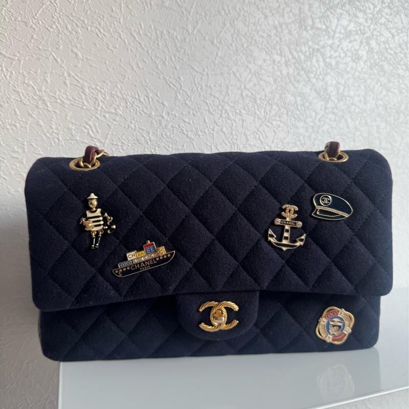 chanel海軍藍拼徽章coco25 最甜的小香✨不撞款-0