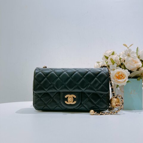 TW4631 Chanel 香奈兒 經典翻蓋包 金球cf20 羊皮 黑金 Classic Flap 20cm With Gold Ball Lambskin Black x GHW
