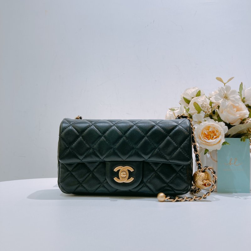 TW4631 Chanel 香奈兒 經典翻蓋包 金球cf20 羊皮 黑金 Classic Flap 20cm With Gold Ball Lambskin Black x GHW-0