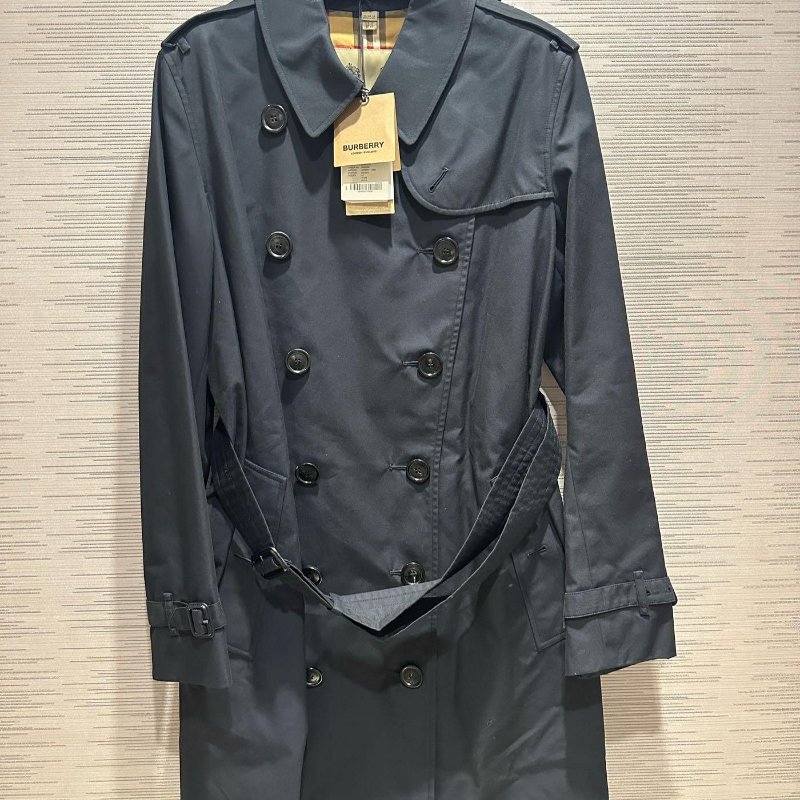 💎Han's house精品服飾💎Burberry 格紋 中長版 風衣 外套 英國製 現貨 44 深藍-0