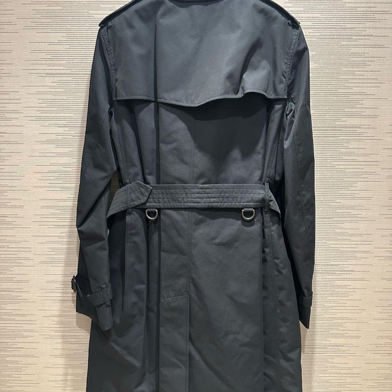 💎Han's house精品服飾💎Burberry 格紋 中長版 風衣 外套 英國製 現貨 44 深藍-3