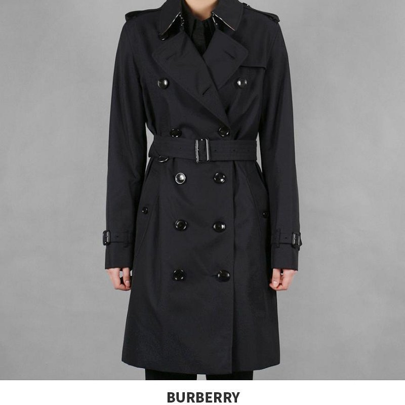 💎Han's house精品服飾💎Burberry 格紋 中長版 風衣 外套 英國製 現貨 44 深藍-6