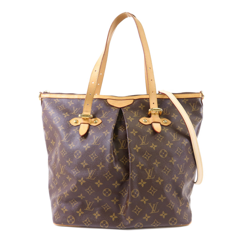 LOUIS VUITTON Monogram Palermo GM金扣手挽肩背兩用袋棕色-0