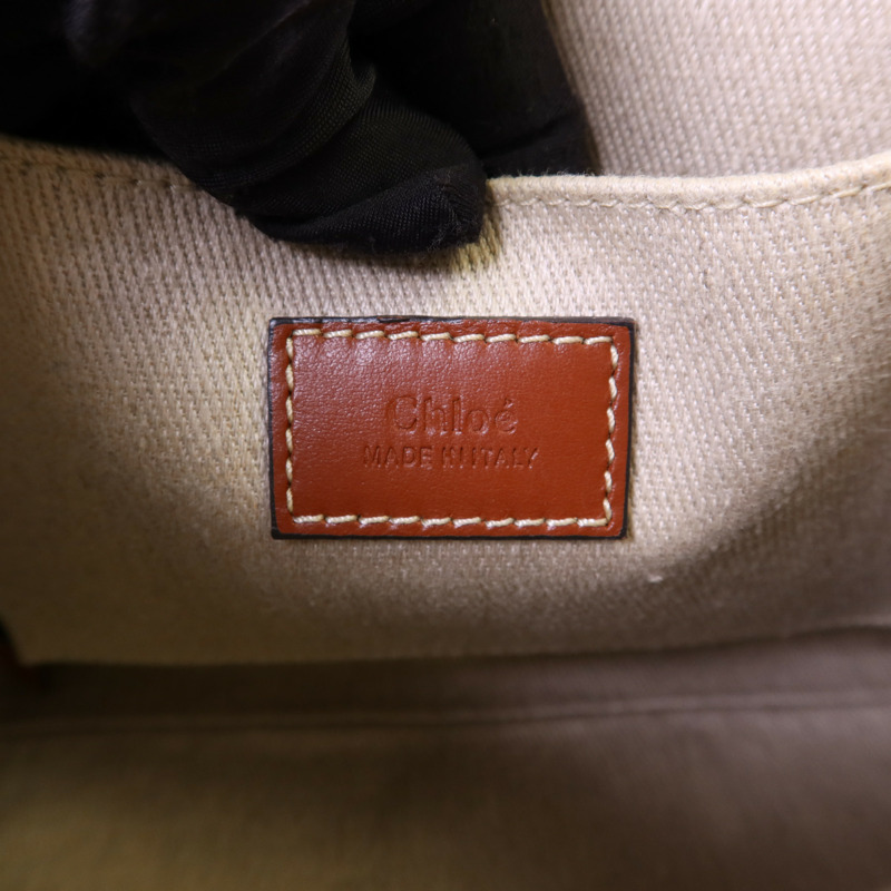 Chloe 帆布Woody Small金扣手挽肩背兩用袋-6