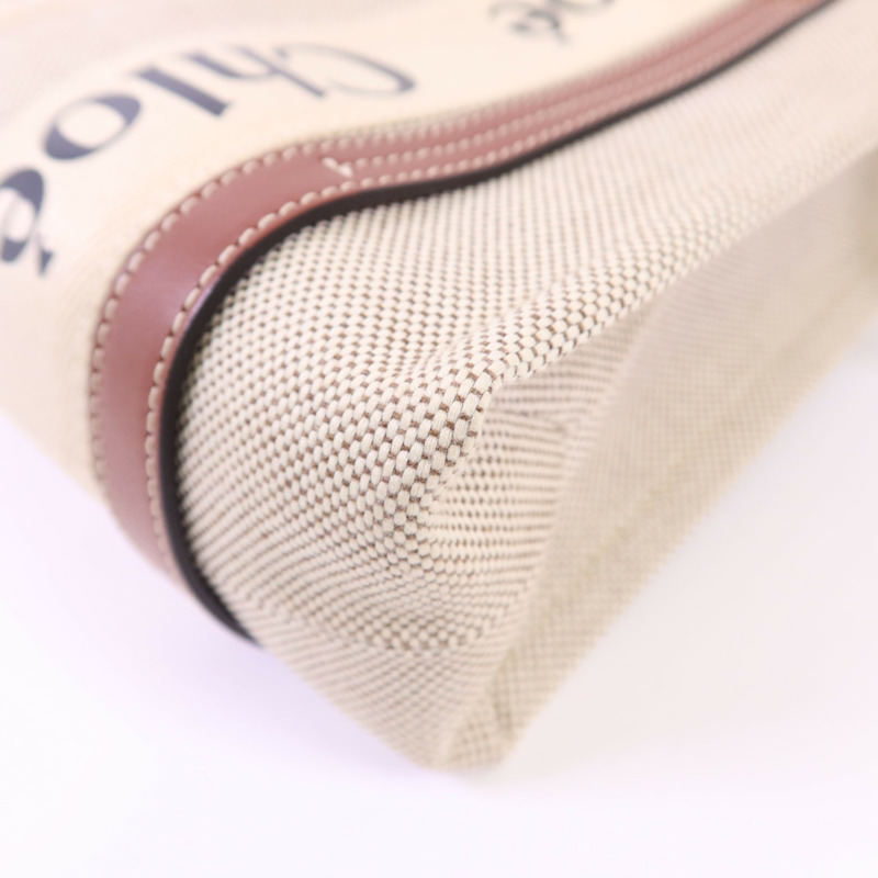 Chloe 帆布Woody Small金扣手挽肩背兩用袋-10