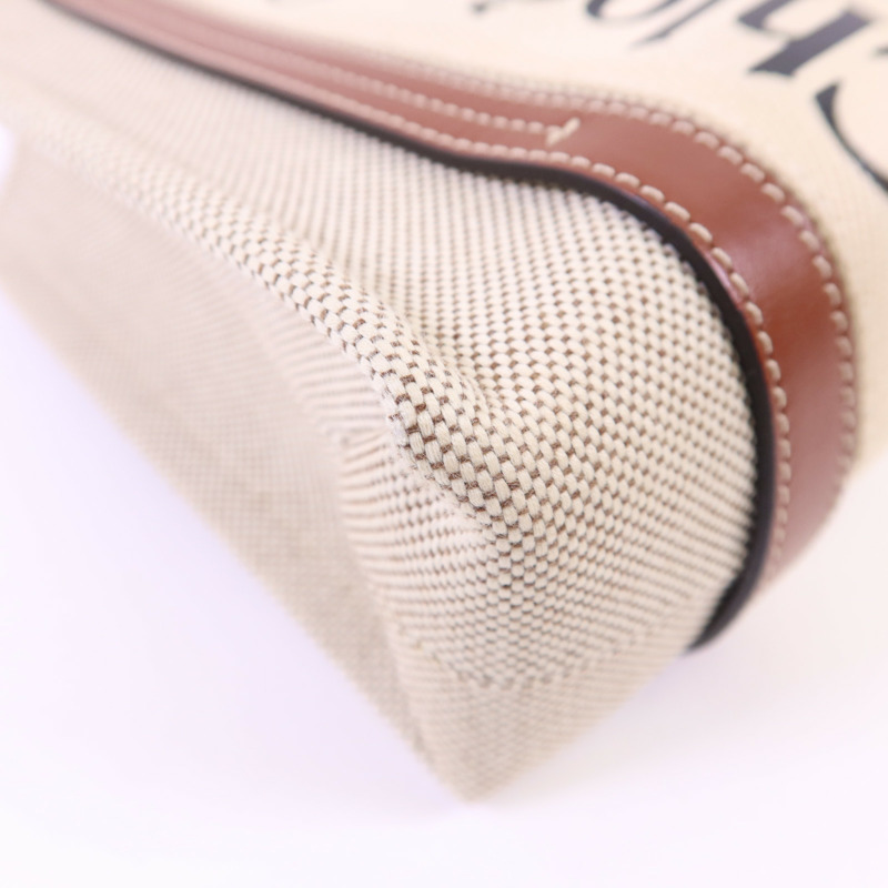 Chloe 帆布Woody Small金扣手挽肩背兩用袋-11