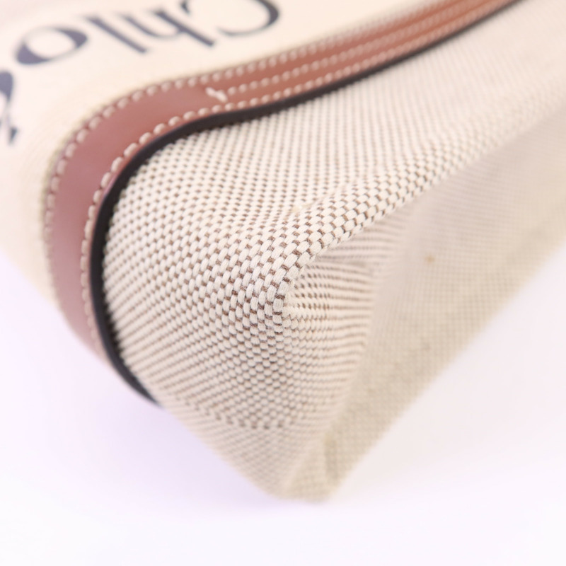 Chloe 帆布Woody Small金扣手挽肩背兩用袋-12