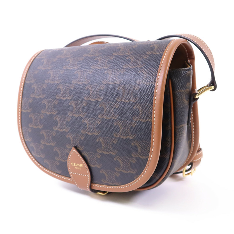 CELINE 塗層帆布Medium Folco in Triomphe金扣肩背袋-2