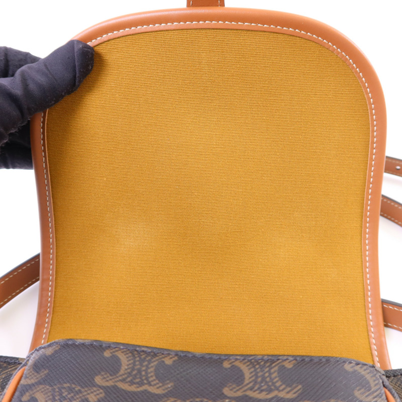 CELINE 塗層帆布Medium Folco in Triomphe金扣肩背袋-6