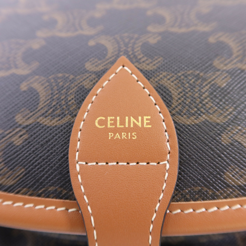 CELINE 塗層帆布Medium Folco in Triomphe金扣肩背袋-7